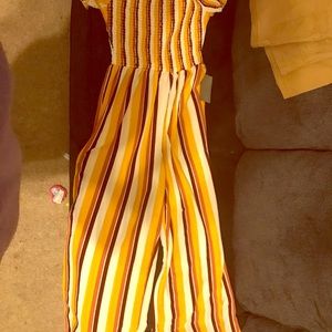 Stripe pants romper new never worn